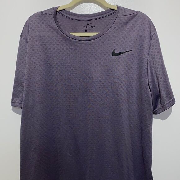 Nike Men's Gray Dri-Fit Textured Swoosh Logo Short Sleeve Athletic T-Shirt XL - Picture 1 of 10